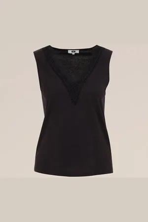 WE Fashion Dames Singlet met kant - - Katoen