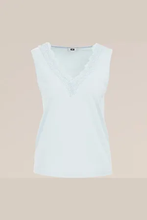 WE Fashion Dames Singlet met kant - - Katoen