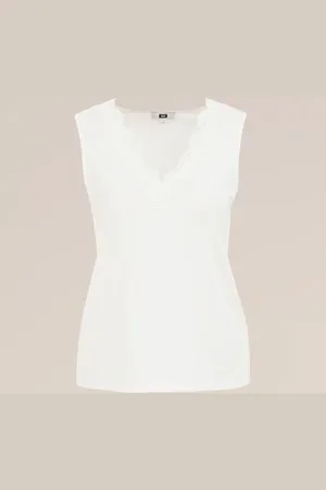 WE Fashion Dames Singlet met kant - - Katoen