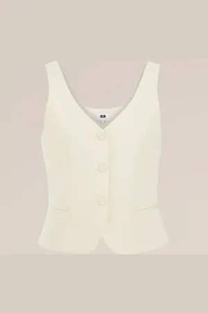 WE Fashion WE Studio - Dames gilet van linnenmix - THE ICONIC GILET - - Tencel