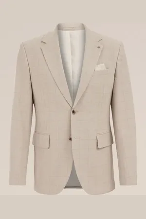 WE Fashion Heren subtiel geruite blazer met stretch - Slim Fit -