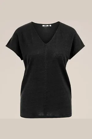 WE Fashion Dames T-shirt van linnen - Regular fit - - Linnen
