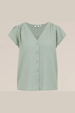 WE Fashion Dames blouse met jacquard-dessin - Regular fit - - Viscose