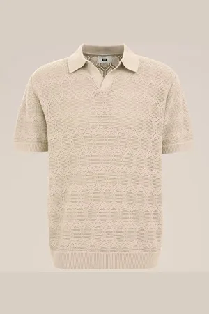 WE Fashion Heren gehaakte polo - Regular fit - - Katoen