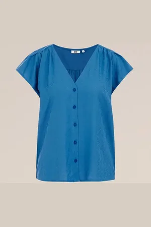 WE Fashion Dames blouse met jacquard-dessin - Regular fit - - Viscose