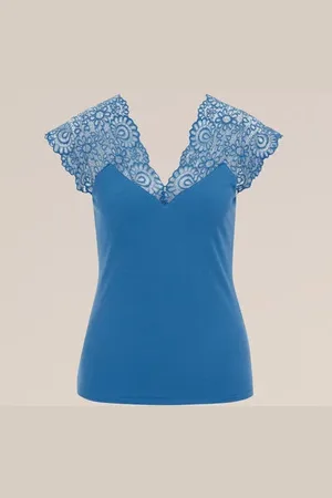 WE Fashion Dames Singlet met kant - - Viscose