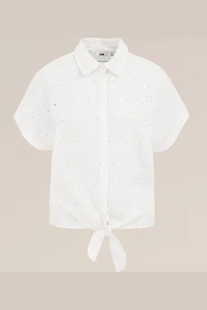 WE Fashion Dames blouse met embroidery - Regular fit - - Katoen