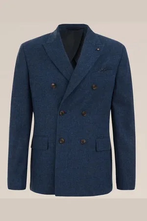 WE Fashion Heren double breasted blazer van linnenmix - Slim Fit -