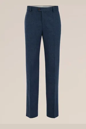 WE Fashion Heren straight fit pantalon van linnenmix -