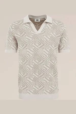 WE Fashion Heren polo met jacquard dessin - Regular fit - - Katoen