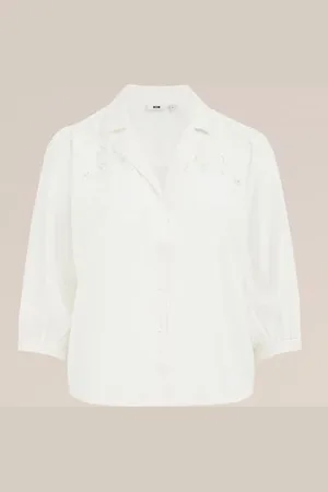 WE Fashion Dames blouse met embroidery - Curve - Regular fit - - Katoen - Plus Size