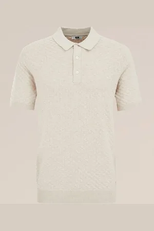 WE Fashion Fijngebreide polo met structuur - Regular fit - - Katoen