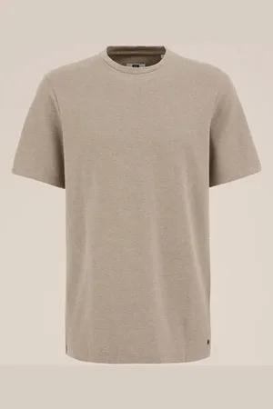 WE Fashion Heren T-shirt met structuur - Regular fit - - Katoen