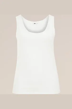 WE Fashion Dames singlet met kant - Curve - - Biologisch katoen - Plus Size