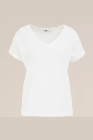 WE Fashion Dames T-shirt met V-hals - Regular fit - - Biologisch katoen