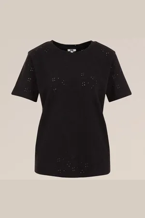 WE Fashion Dames T-shirt met embroidery - Regular fit - - Katoen