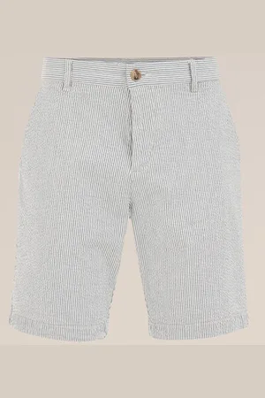 WE Fashion Heren Seersucker short - Regular fit - - Katoen