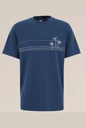 WE Fashion Heren T-shirt met opdruk - Regular fit - - Katoen