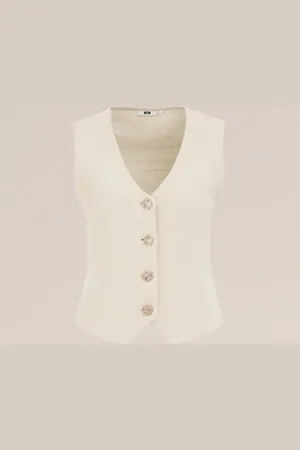 WE Fashion Dames gilet met structuur - - Katoen