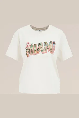 WE Fashion Dames T-shirt met opdruk - Regular fit - - Katoen