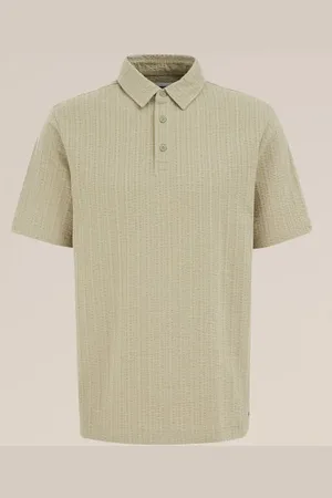 WE Fashion Heren Seersucker polo - Regular fit - - Katoen
