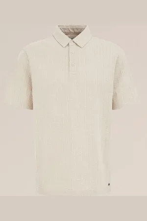WE Fashion Heren Seersucker polo - Regular fit - - Katoen