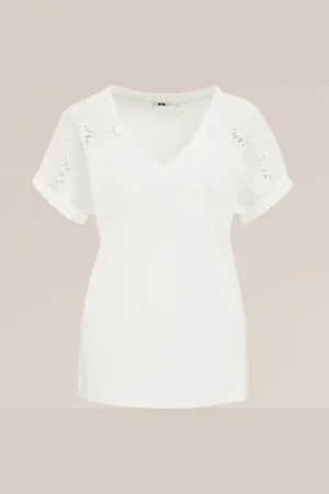 WE Fashion Dames T-shirt met embroidery - Regular fit - - Katoen
