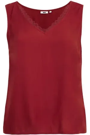 WE Fashion Dames singlet met kant - Curve - Regular fit - - Viscose - Plus Size