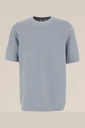 WE Fashion Heren T-shirt met structuur van linnenmix - Regular fit - - Katoen