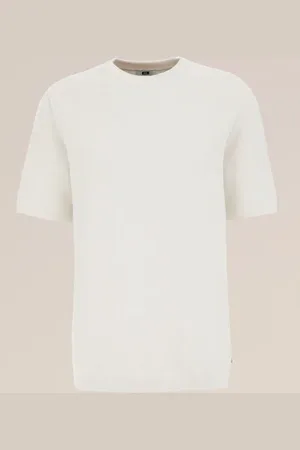 WE Fashion Heren T-shirt met structuur van linnenmix - Regular fit - - Katoen