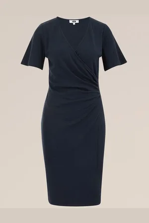 WE Fashion Dames jurk met plooidetail - - Katoen