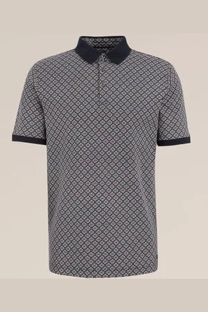WE Fashion Heren slim fit polo met dessin - Slim Fit - - Katoen