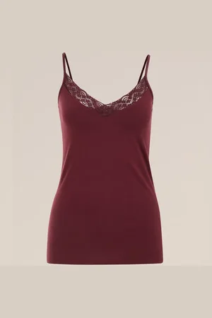 WE Fashion Dames singlet met kant - - Katoen