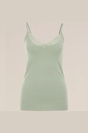 WE Fashion Dames singlet met kant - - Katoen