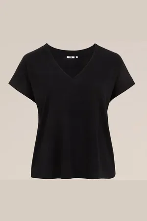 WE Fashion Dames curve T-shirt met V- hals - Regular fit - - Viscose - Plus Size