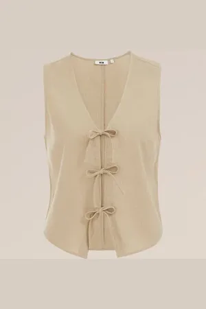 WE Fashion Dames gilet van linnenmix - Regular fit - - Linnen