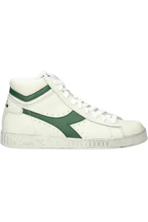 Diadora Hoge leren sneakers off white/groen