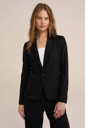 WE Fashion Jersey getailleerde blazer Liz zwart