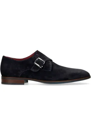 Manfield Suède gespschoenen donkerblauw