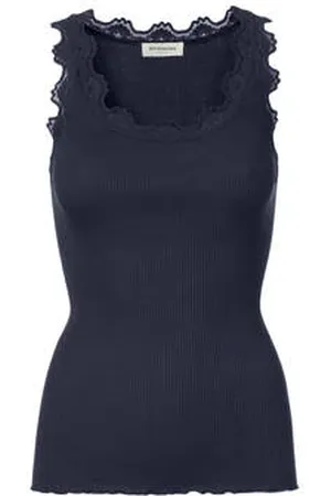 Rosemunde Ribgebreide singlet met zijde