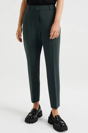 WE Fashion Slim fit pantalon donkergroen