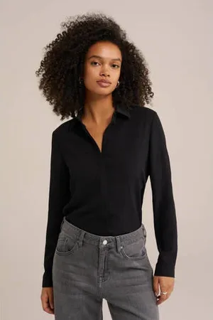 WE Fashion Blouse van polyester zwart