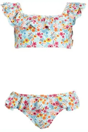 Orange stars Crop bikini Maaike met ruches