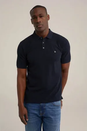 WE Fashion Slim polo donkerblauw