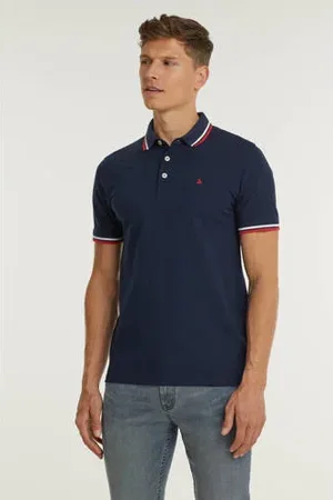JACK & JONES ESSENTIALS slim fit polo JJEPAULOS van katoen donkerblauw