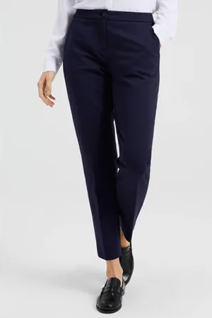 WE Fashion Slim fit pantalon donkerblauw