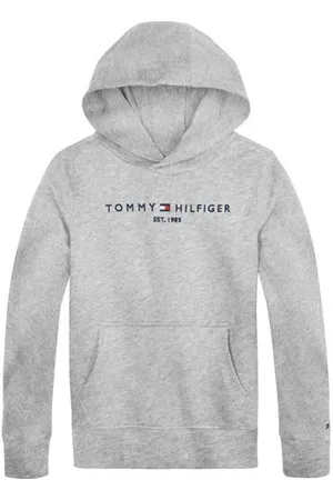 Tommy Hilfiger Unisex hoodie met logo grijs melange