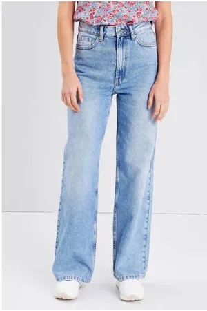 Cache Cache High waist wide leg jeans denim double stone