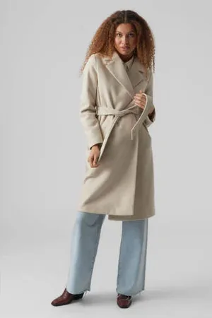 VERO MODA Coat VMFORTUNEAYA met ceintuur beige
