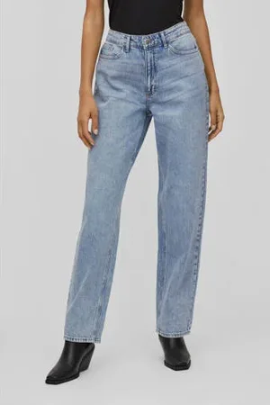VILA High waist straight fit jeans VIKELLY light blue denim